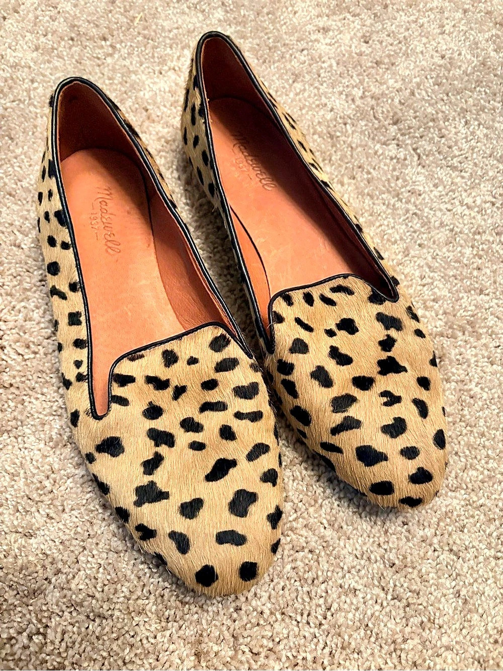 Madewell The Frances Skimmer in Painted Leopard Calf Hair Leopard Flats US 9.5